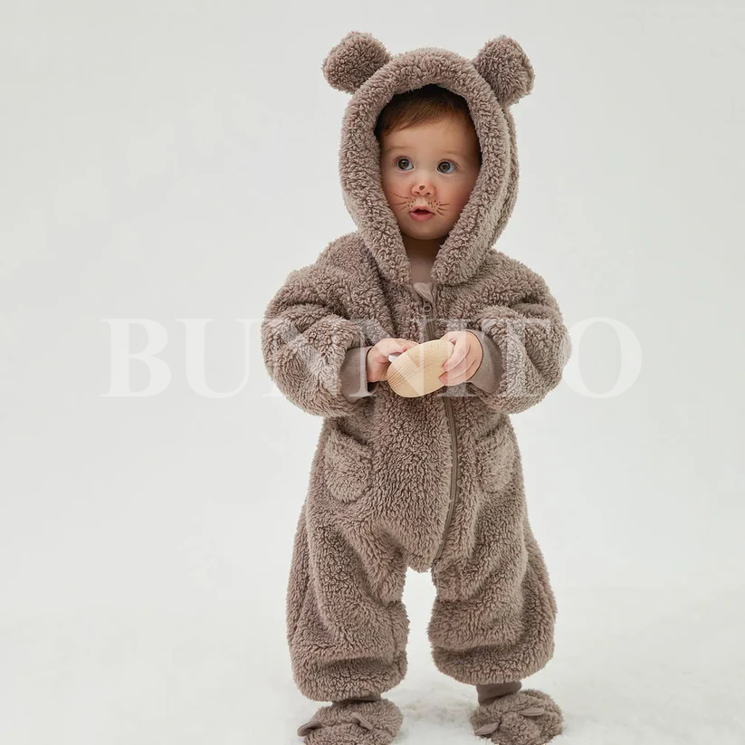 Fluffy Bear Baby Jumpsuit Bunnito