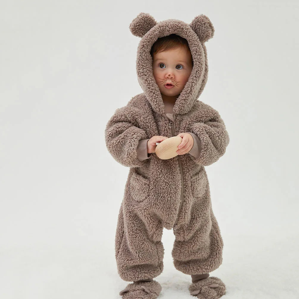 Fluffy Bear Baby Jumpsuit Bunnito