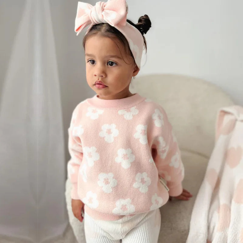 Blossom Girls Pink Knit Sweater Bunnito