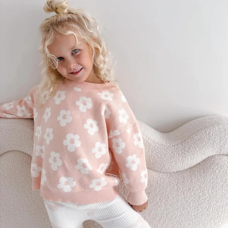 Blossom Girls Pink Knit Sweater Bunnito