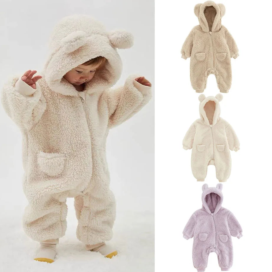 Fluffy Bear Baby Jumpsuit Bunnito